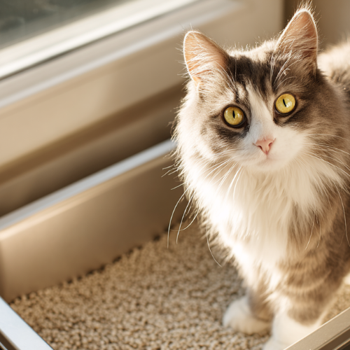 Cat successfully using well-maintained litter box