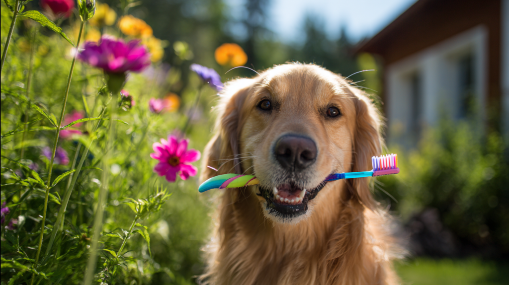 Healthy dog teeth after professional cleaning treatment