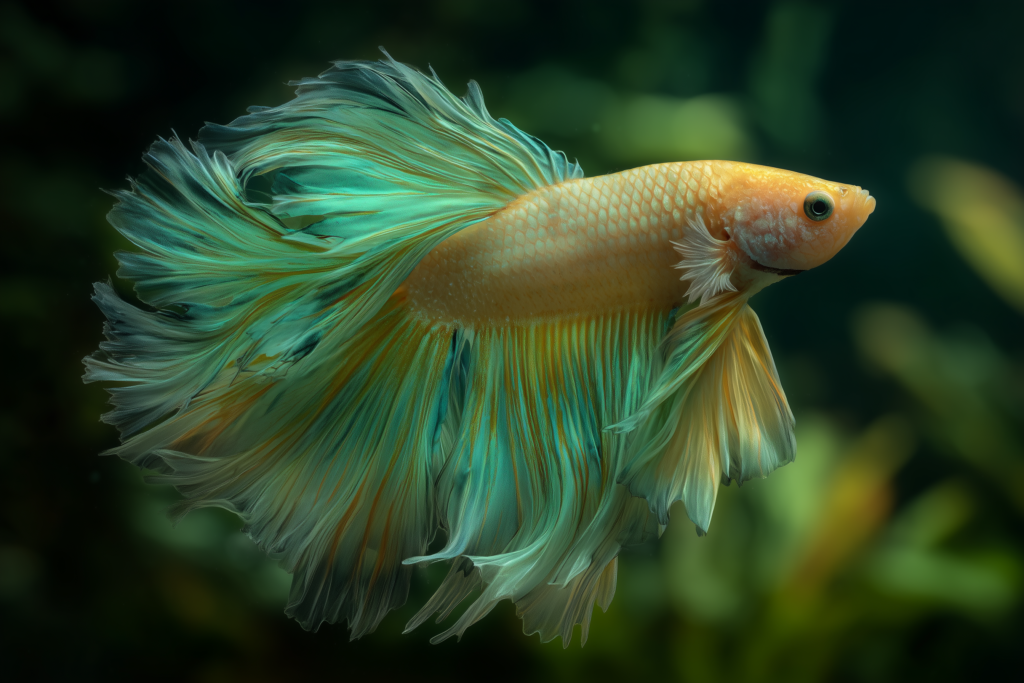 Beautiful healthy betta fish in properly maintained aquarium