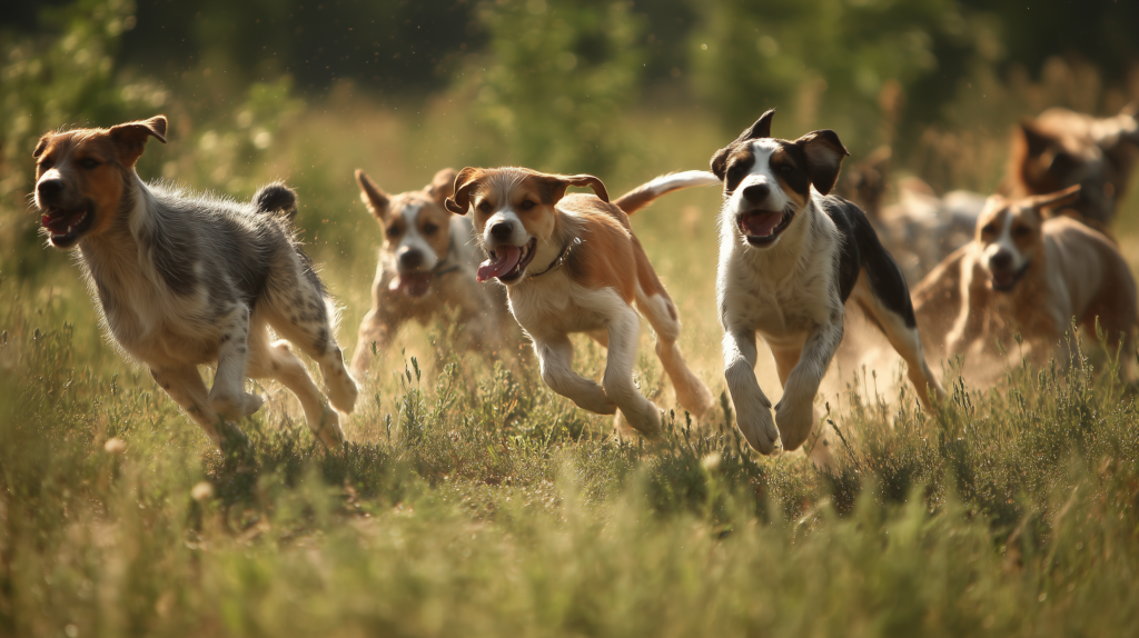 Successfully introduced dogs playing together peacefully