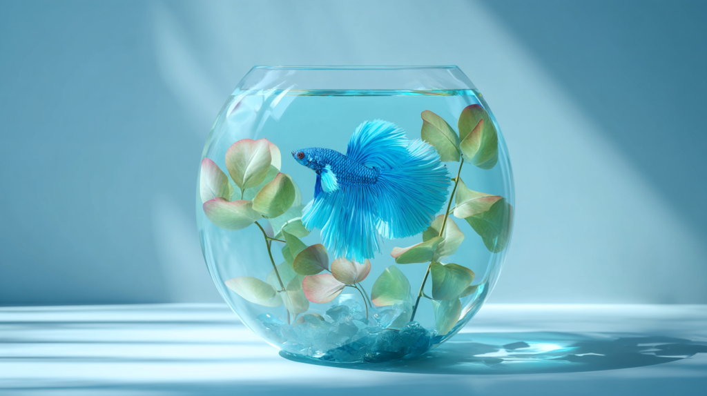 Complete betta tank setup showing proper equipment