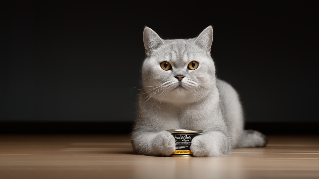 cat looking at tuna can wondering if tuna is safe for cats