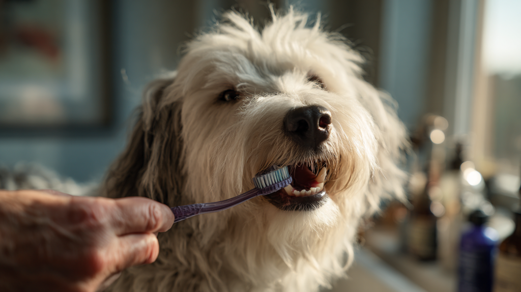 Healthy dog teeth after professional cleaning treatment