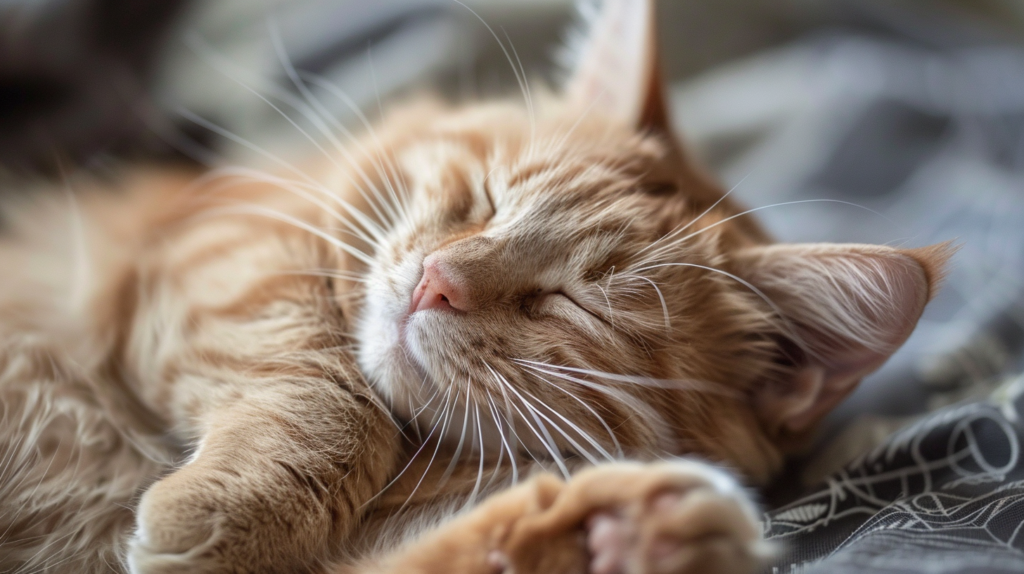 Cat grooming itself showing behavior that causes hairballs