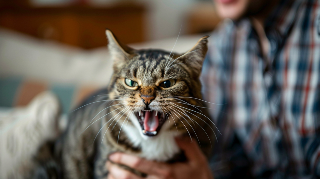 Owner checking on excessively meowing cat