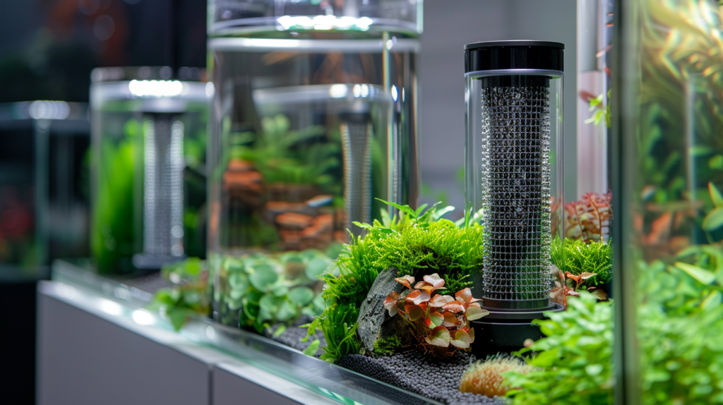 Comparison chart showing all five aquarium filter types