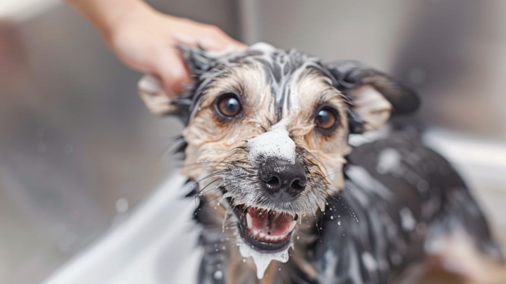Clean well-groomed dog after bath looking happy and fresh