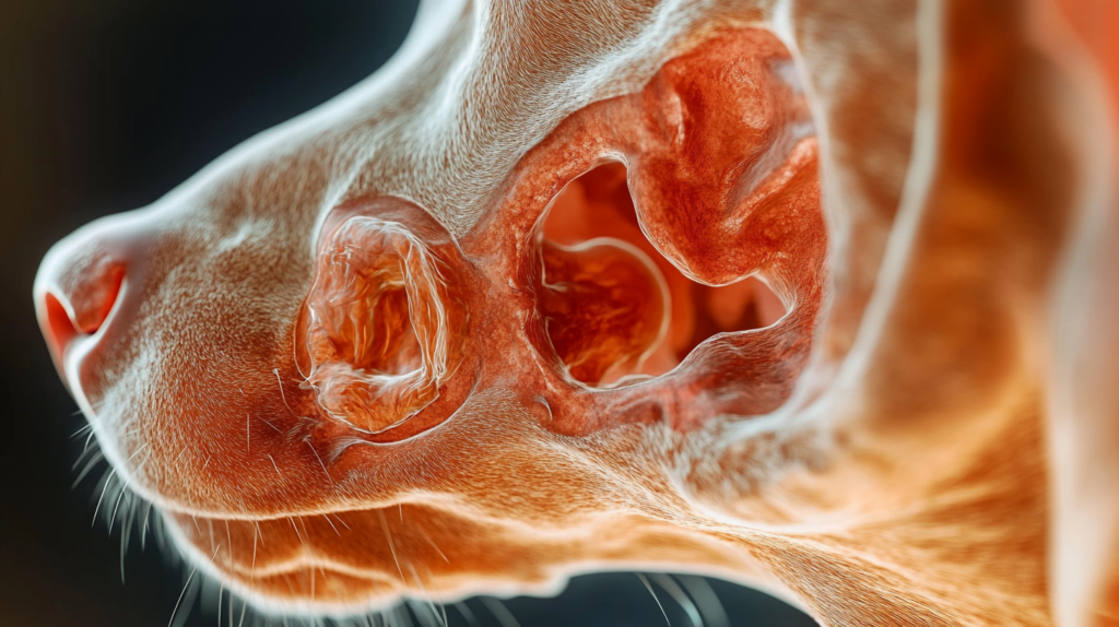 Dog ear anatomy diagram showing infection locations
