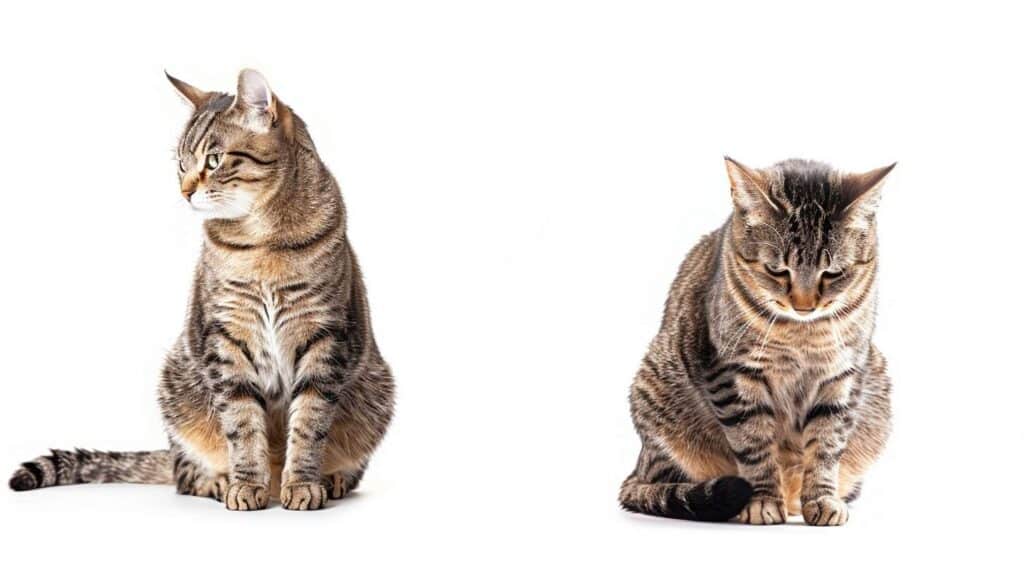 cat anxiety body language - relaxed vs anxious cat comparison