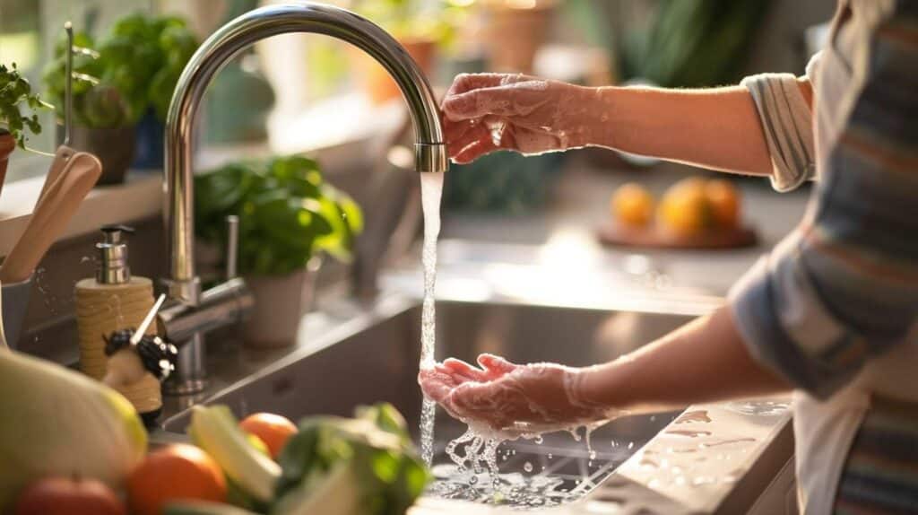 safe handling freeze-dried raw dog food - washing hands after feeding
