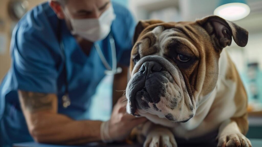 english bulldog BOAS respiratory assessment veterinarian nostrils airway health examination