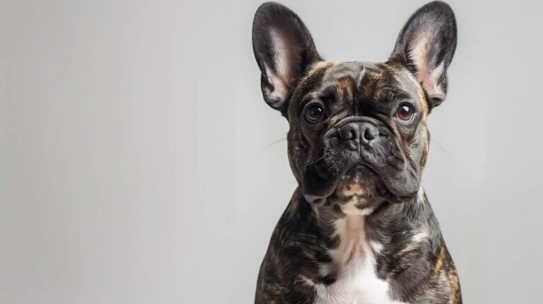 French Bulldog breed guide - adult brindle French Bulldog portrait