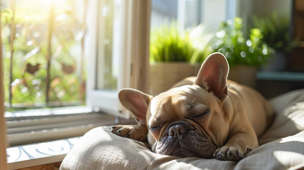 french bulldog indoors summer heat management air conditioning cool home brachycephalic