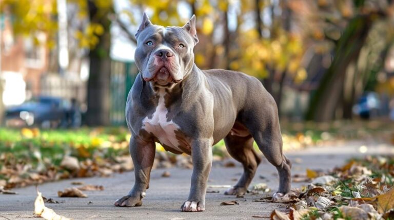 american bully breed guide blue standard muscular confident portrait park friendly expression