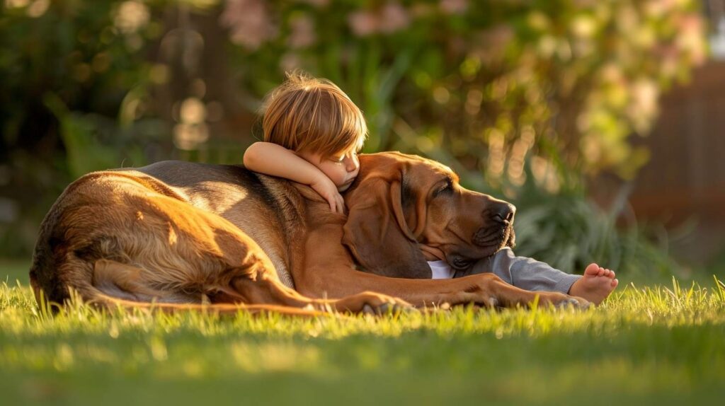 bloodhound family child garden gentle patient large breed companion temperament affectionate