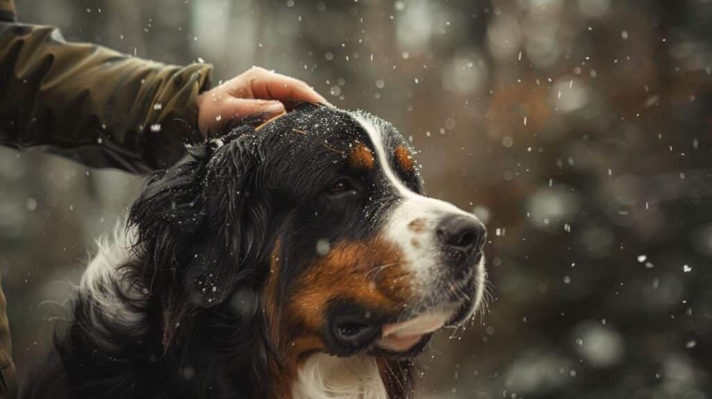 bernese mountain dog grooming coat blow shedding brushing undercoat owner outdoor