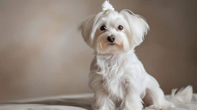 maltese breed guide white coat portrait bow elegant dark eyes professional