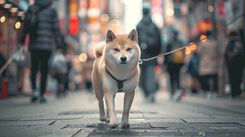 shiba inu city walk harness leash urban apartment breed confident cream coat street