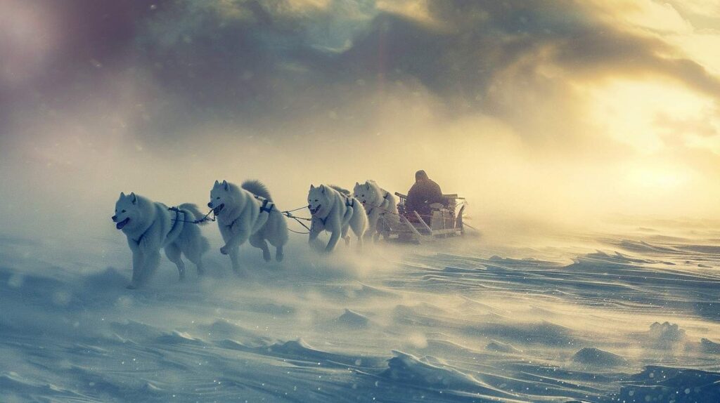 samoyed polar expedition sled team Arctic tundra Robert Scott Nansen historical exploration heritage