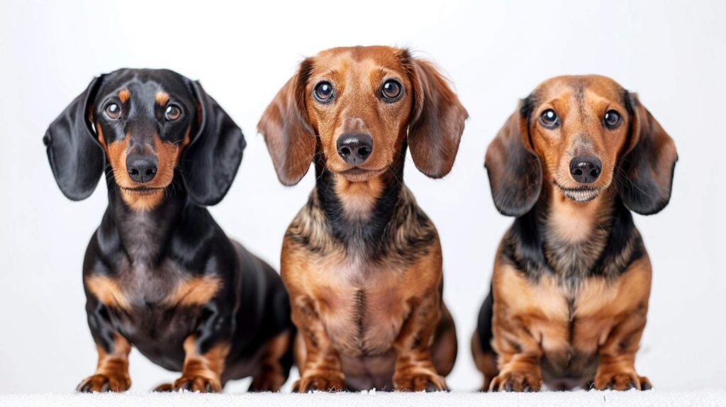 dachshund three coat types smooth wirehaired longhaired comparison breed varieties