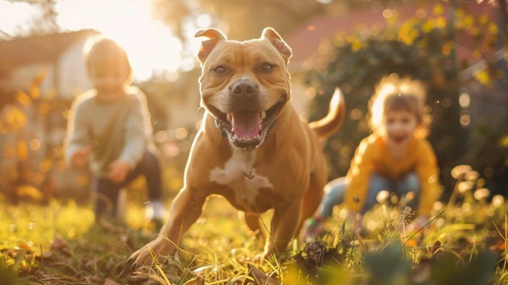 staffordshire bull terrier children garden play affectionate nanny dog child friendly breed