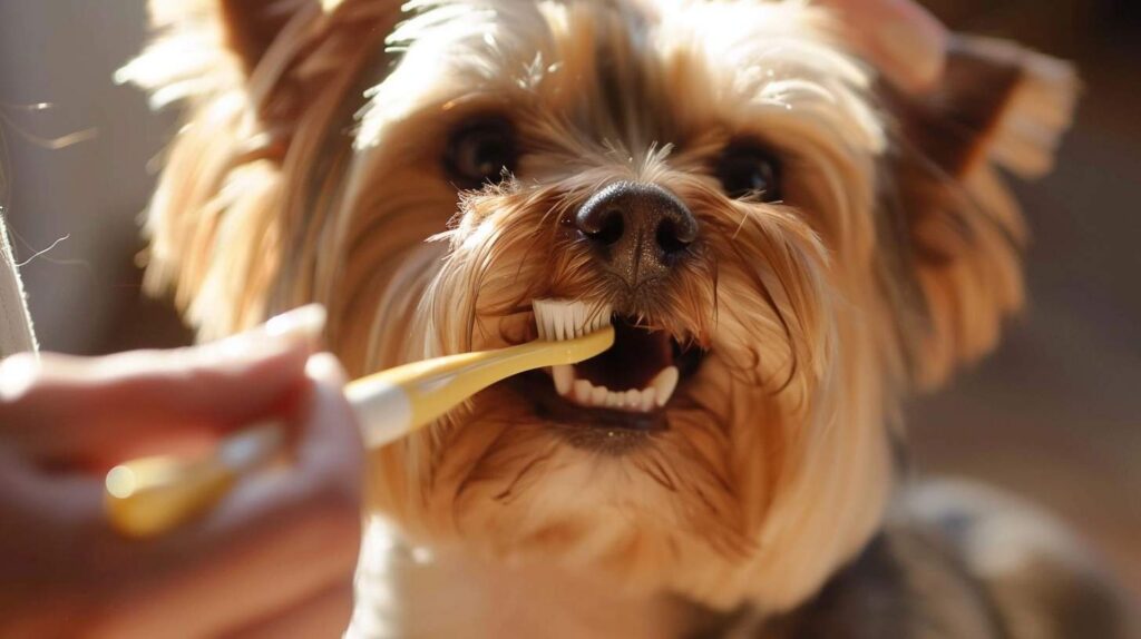 yorkshire terrier teeth brushing dental care small breed tooth brush owner home
